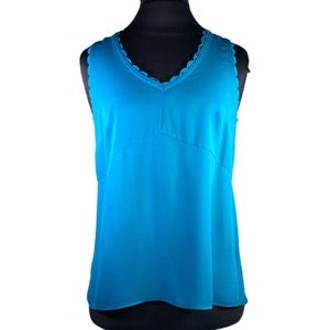 Papermoon Teal Soldano Scallop Trim Sleeveless Top - Small